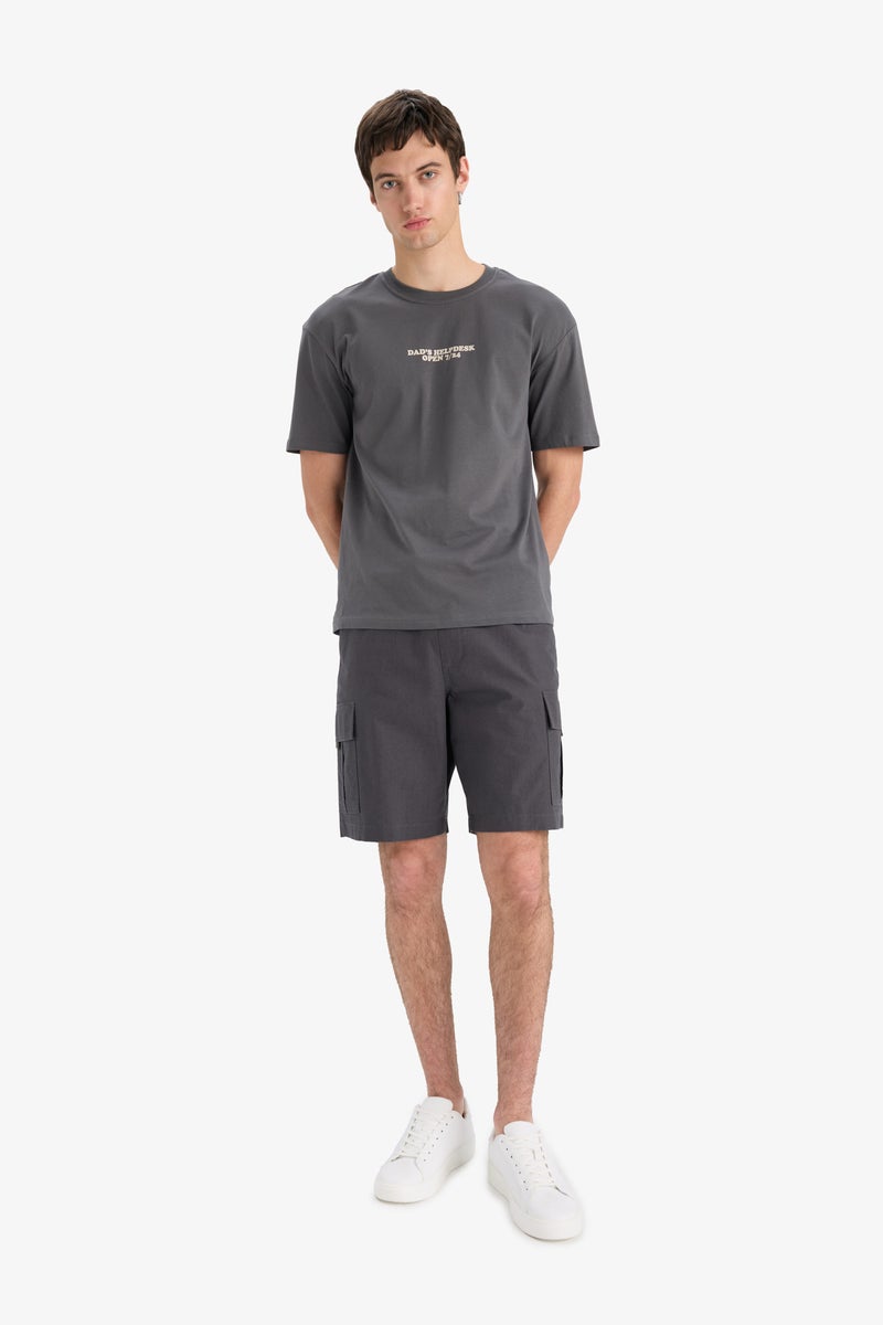 DeFacto Grey Man Cotton Relax Fit Bermuda Shorts Casual - Image 4
